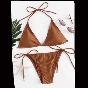 Triangle Halter top Bikini Set